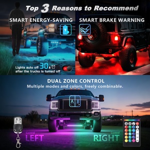 Ventas calientes 12Pods RGBW LED Rock Lights Kit con APP/RF Remote, Multicolor Underglow Lights Carcasa de aluminio impermeable 12V - Product Image 5