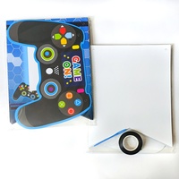 Bannière d'anniversaire pour manette de jeu, décoration de fête Joyeux Anniversaire, thème Jeu, papier spirale bleu