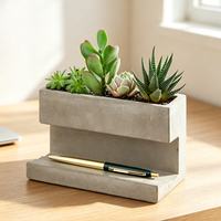 Pot à succulentes en ciment industriel, support de stylo, pot de fleurs de bureau, porte-plantes, accessoire de bureau en béton fait main, logo personnalisé pour le bureau