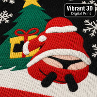 Pull de Noël humoristique du Père Noël noir imprimé numérique 3D, pull festif en maille, vêtement confortable pour les fêtes, OEM