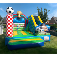 Château Gonflable Commercial de Football avec Toboggan pour Fêtes en Extérieur et Parcs d'Attractions