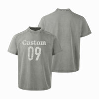 T-shirt personnalisé en coton gris noir délavé, vierge, pour hommes et femmes, avec logo personnalisé, style vintage, épais, coupe oversize, effet délavé à l'acide