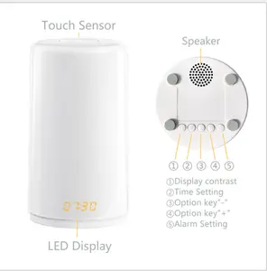 뜨거운 판매 스마트 일출 자연 소리 스마트 LED 빛 일어나 램프 알람 시계