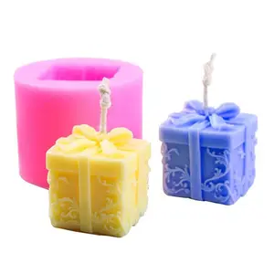 P0592 DIY圣诞礼品盒形状香薰石膏硅胶蜡烛模具