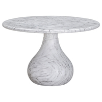 Table à manger ronde en marbre DH Unique Bulbous Base, plateau poli, table à manger en pierre naturelle de qualité supérieure pour les espaces résidentiels