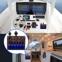 Panel de interruptores basculantes marinos de 6 posiciones con USB, voltímetro digital, cargador USB dual y toma de encendedor para RV, camión, barco