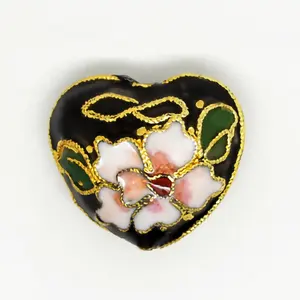 Wholesale Chinese cloisonne 20mm heart shape beads metal loose beads for diy jewelry making