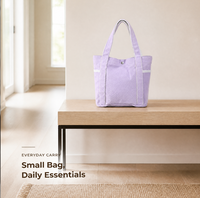 Mini sac fourre-tout en toile de coton, finition blanche lavande, poche latérale, sac à main à bouton-pression argenté, vente en gros, fournisseur OEM ODM personnalisé