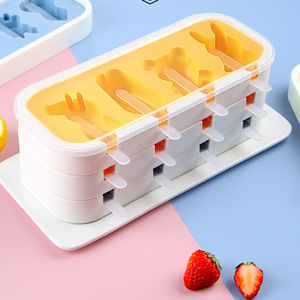 Molde para helados de silicona con 4 cavidades y tapa, de grado alimenticio, para uso doméstico en la cocina. - Product Image 1