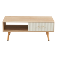 Table basse MQ 2026 en promotion avec pieds en bois massif, tiroir coulissant de rangement, facile à nettoyer, mobilier moderne pour salon