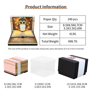 Quà Tặng Mới Lạ 2026 Bàn Lịch Khối Ghi Chú Tự Làm Sáng Tạo Ma Thuật Cú Động Vật <span class=keywords><strong>3D</strong></span> Giấy Điêu Khắc Memo Pad Tùy Chỉnh LED Ánh Sáng - Product Image 6