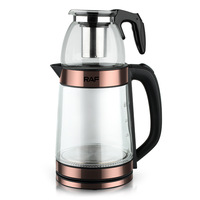 Bouilloire électrique en verre double paroi 0,5L+2,2L avec infuseur, sans fil, arrêt automatique, idéale pour la maison et l'hôtellerie – Meilleure vente