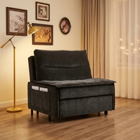 Canapé-lit moderne pliable et extensible de marque RU, revêtement en tissu, double usage, multifonctionnel avec rangement