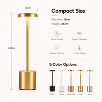 Lampe de table LED sans fil flexible et réglable 5200 mAh, authentique, haute capacité, rechargeable Type-C, veilleuse en métal, vente en gros