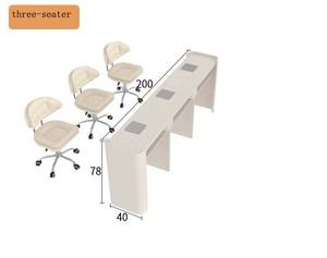 Mesa de Manicura de Lujo Moderna de Metal Blanco con Estaciones Dobles para Salones de Belleza y Salas de Estar - Product Image 3