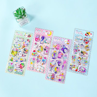 Autocollants 3D à vibration liquide motif dessin animé mignon, autocollants aquatiques 3D, autocollants à paillettes remplis d'eau pour la décoration de scrapbooking DIY pour enfants, vente en gros