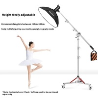 Support d'éclairage en acier inoxydable robuste de 300cm + charge de roue 20KG pour Flash pour le travail de photographie à haute intensité
