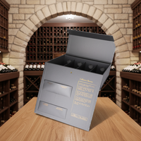 Boîtes rigides OEM d'usine pour emballage de vin, boîte cadeau rectangulaire pour quatre bouteilles, papier artistique + carton gris, doublure en éponge, logo personnalisé, boîte d'expédition