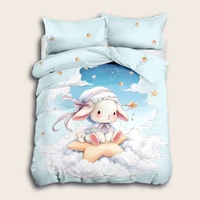 Ensemble de literie de chambre à coucher en microfibre imprimé de dessin animé perméable à l'air housse de couette pour enfants taies d'oreiller tailles doubles