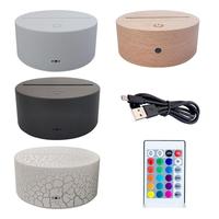 Lampe de nuit LED RGB en acrylique noir, base de lampe 3D avec télécommande tactile, câble USB à brancher, éclairage de chambre à coucher