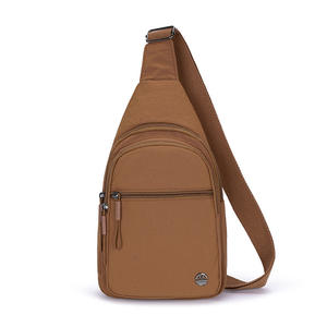 Sac de poitrine pour femme Mascot, sac bandoulière en nylon résistant à l'eau marron avec poche avant zippée pour un usage quotidien - Product Image 1