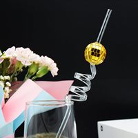 Disco Thème Fête Décoration Bar Fête Vin Verre Paille Décoration Ornement Disco Miroir Boule Paille