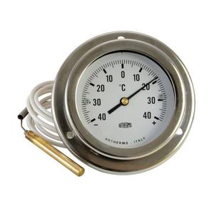 Thermomètre F84 FPO 100 mm pour application de surface, corps et cadre en acier inoxydable, IP55, capillaire mm.1500 3,5 mm PVC - Product Image 1