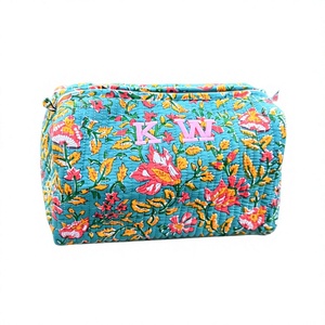 Custom Floral <b>Makeup</b> Bag Handmade Quilted Cosmetic Bag, Embroidered Gift for Her, Bridesmaid Gifts, Travel <b>Makeup</b> Pouch - Product Image 1