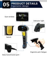 Lecteur de codes QR portable Hongkai 1D 2D avec interface USB COM, pistolet de lecture de codes-barres Android 10mm-600mm 100 fois/secondes en stock