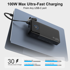 Power Bank Portatile da 25000mAh ad Alta Capacità con Ricarica <span class=keywords><strong>Super</strong></span> Veloce da 187W, Display TFT e Cavo Type-C - Product Image 2