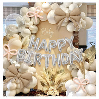 Kit d'arche de guirlande de ballons jetables rose avec nœuds pour mariage, anniversaire de filles, décoration d'Halloween, fournitures de fête prénatale