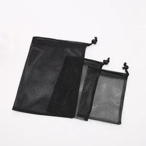Eko dostu kullanımlık Polyester örgü malzeme yıkanabilir bakkal üretmek için file çanta depolama dize ambalaj çanta