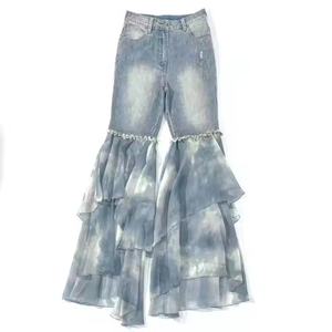 Nueva Llegada al por Mayor: Jeans de Mujer de Tiro Bajo, Estilo Y2K, con Lavado Ácido, Efecto Desgastado, Borlas y Corte Ajustado Acampanado - Product Image 5