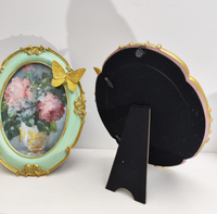 Bingkai Foto Resin Eropa Kreatif Buatan Tangan Motif Kupu-kupu, Bunga, dan Hewan, Warna Emas, untuk Pernikahan/Ulang Tahun, Ukuran 7-inci