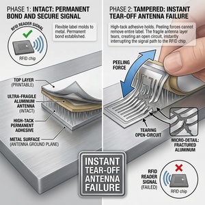 Flexible Anti-Metal Tamper-Evident RFID Sticker Self-Destructive for Power Box Seal - Product Image 3