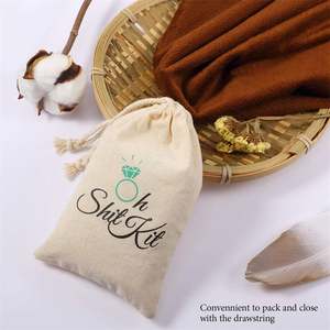 Sacs cadeaux en coton à cordon de serrage imprimés OH SHIT KIT 10*15cm, sacs en tissu de lin pour le rangement des bijoux, pochettes d'emballage - Product Image 3