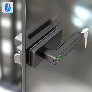 Serrure de porte en verre intelligente Ttlock avec empreinte digitale, carte-clé et déverrouillage par application, pour porte coulissante sans cadre, système de contrôle d'accès - Product Image 2