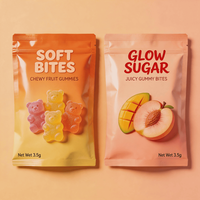 Sachet refermable à fermeture éclair avec logo personnalisé, surface mate, scellé sur 3 côtés, pour emballage de bonbons gélifiés exotiques, sachet plat anti-odeur