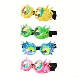 Lunettes de fête unisexes personnalisées avec logo, style psychédélique, rave, steampunk, lunettes kaléidoscopiques colorées pour hommes et femmes - Product Image 2