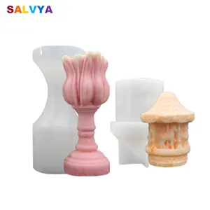 Thiết Kế Mới 3D Carousel Shape Flower DIY Hình Học Xà Phòng Sáp Nến Khuôn Mẫu Nhà Cung Cấp Silicone Nến Làm Khuôn