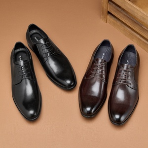 Chaussures Derby en cuir véritable marron pour hommes, style britannique, bout pointu, faites à la main, pour affaires et occasions formelles - Product Image 3
