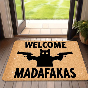 Tapis de porte Cangming Cartoon Cat en imitation fibre de coco, 18x30 pouces, antidérapant, lavable, pour entrée. - Product Image 4