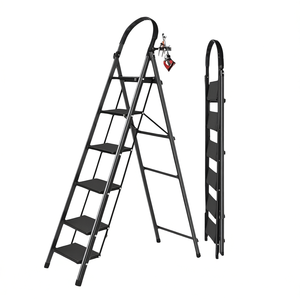 Échelle pliante en acier à 6 marches, capacité de 500 lb, marchepied antidérapant portable pour usage domestique, conception légère et pliable - Product Image 1