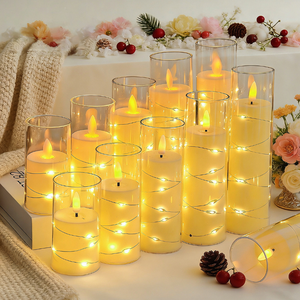 Décorations et fournitures de mariage, bougies LED sans flamme, scintillantes, à piles, en plastique, pour fêtes, Noël, maison - Product Image 6