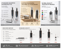 Bouteilles de shampoing carrées hautes en PET avec pompe électroplaquée argentée, étiquette personnalisée pour salon, hôtel, vente en gros, OEM