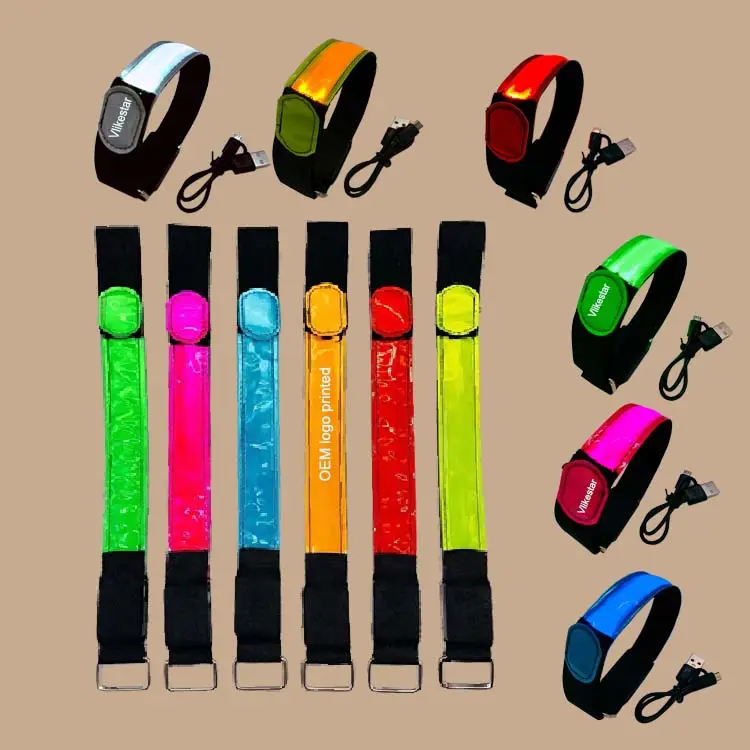 LOGO custom led lighting wristbands rechargeable events party nylon bracelet