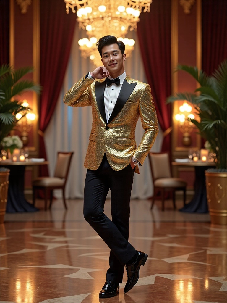 Pantalón negro Top dorado