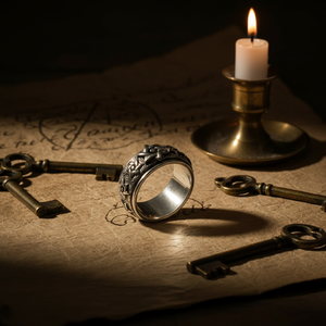 แหวนหมุนสแตนเลสสตีลชุบทอง 8 มม. ประดับคำมงคลทิเบต โอม มณี ปัทเม ฮุม สำหรับผู้ชายและผู้หญิง - Product Image 3