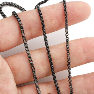 Chaîne en acier inoxydable noire de 2 mm de large, plaquée, pour la fabrication de bijoux DIY - Product Image 2