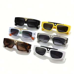 Lunettes de soleil vintage carrées irrégulières personnalisées avec logo 2025, UV400, petite monture rectangulaire pour hommes et femmes - Product Image 5